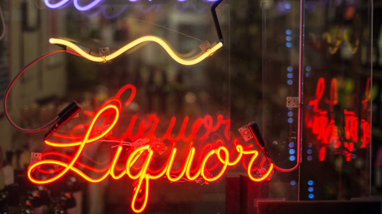 neon sign advertising liquor