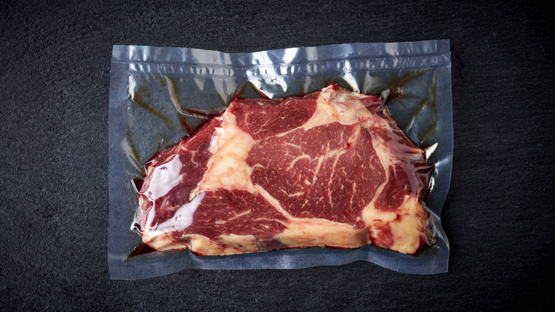 Vacuum-sealed ribeye steak