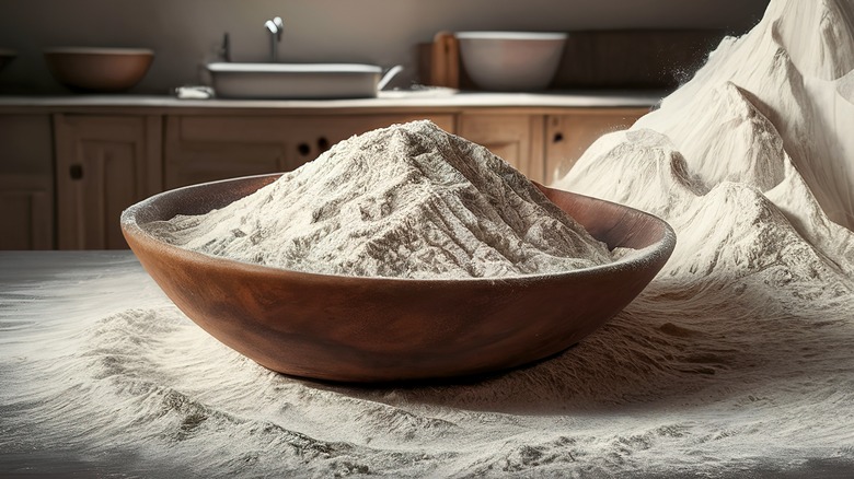 White flour in kitchen