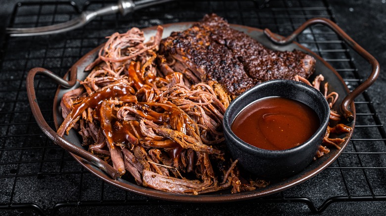 Bowl of barbecue pulled pork