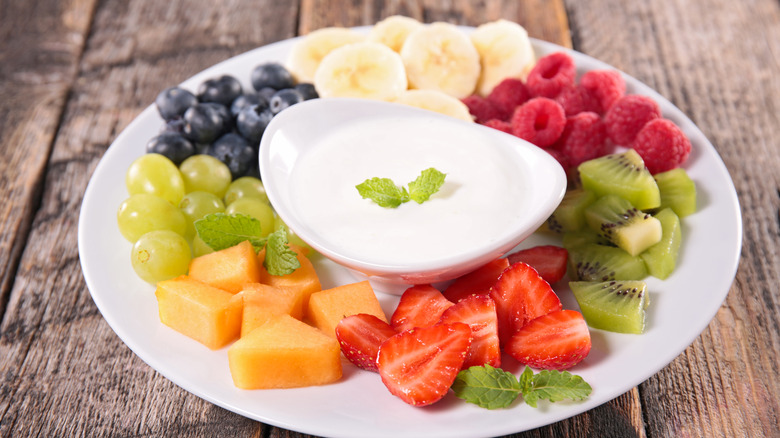 fresh fruit with dip