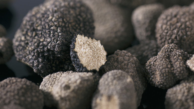 Fresh truffles stacked together