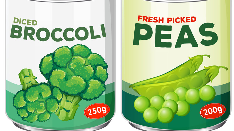 Canned broccoli and peas