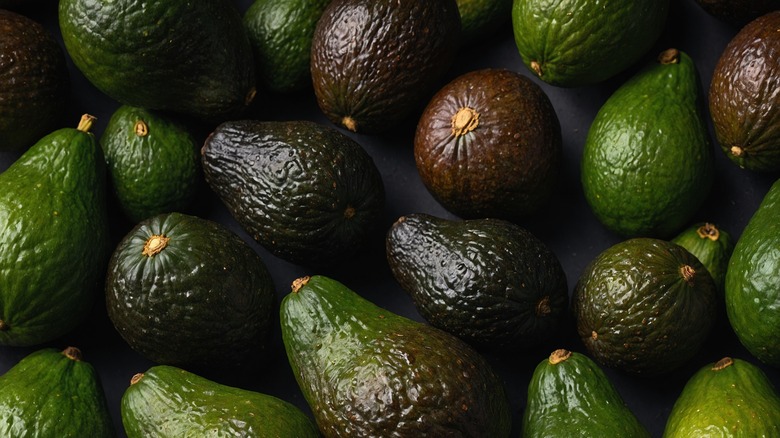 Pile of ripe Hass avocados