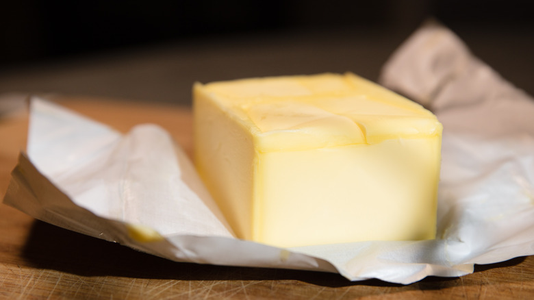 Butter on cutting board