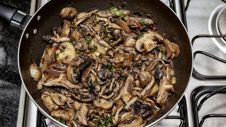 Mushrooms in pan