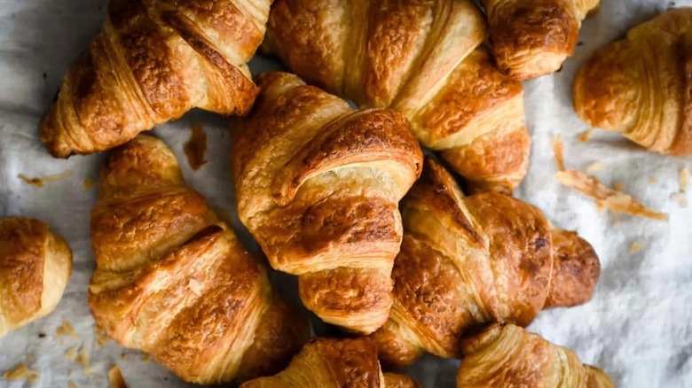 Pile of freshly baked croissants