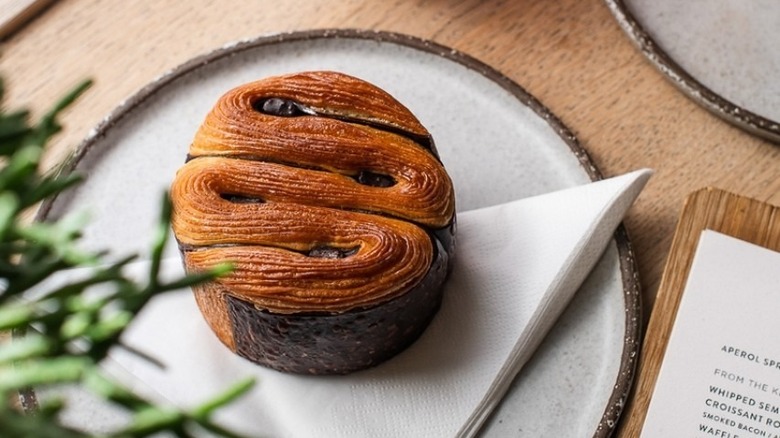 Pain au chocolat on plate