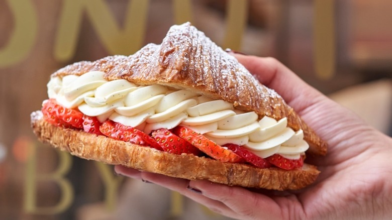 Strawberry and cream croissant