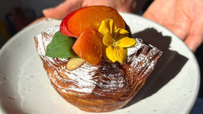 Apricot and basil croissant cup