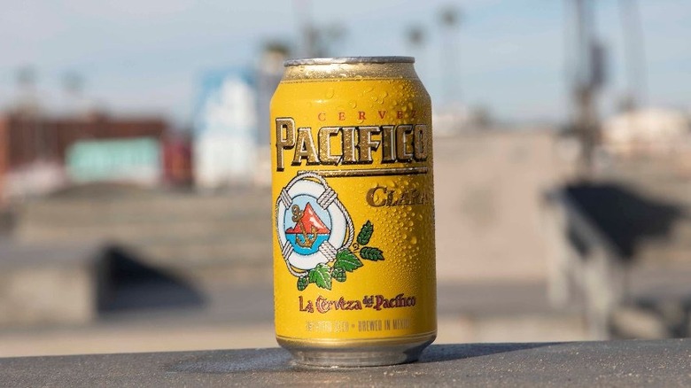 Pacifico can at beach 