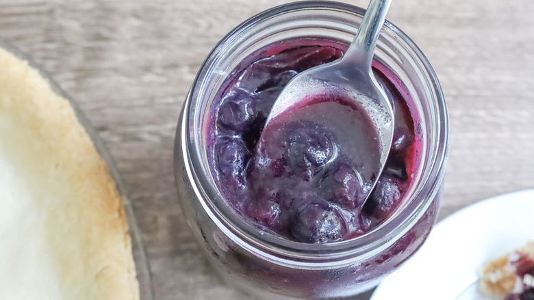 blueberry pie filling in jar