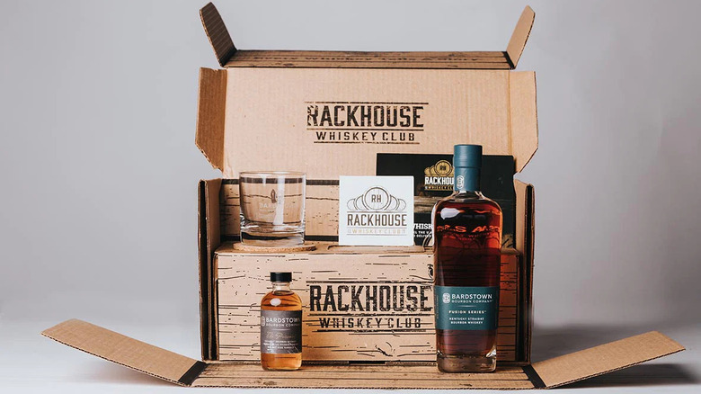 brown box with whiskey