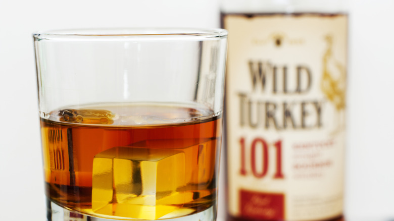 Wild Turkey 101 glass and bottle
