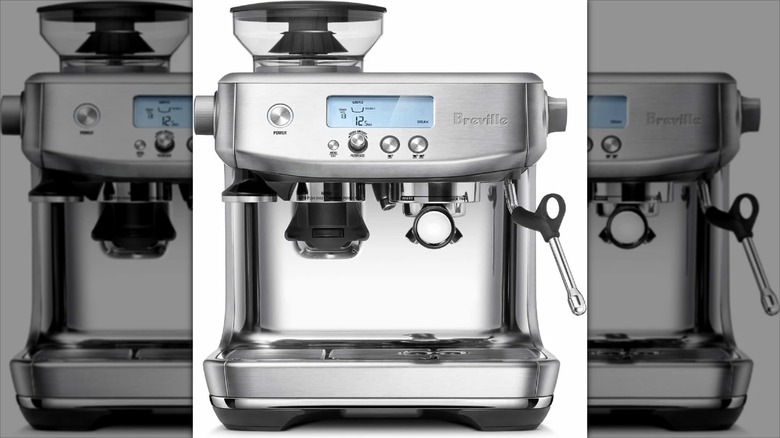 Breville the Barista Pro Espresso Machine With Grinder and Milk Frother is on display.