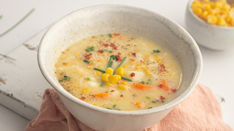 bowl of corn crab chowder