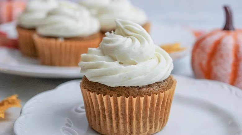 pumpkin spice cupcake on plate