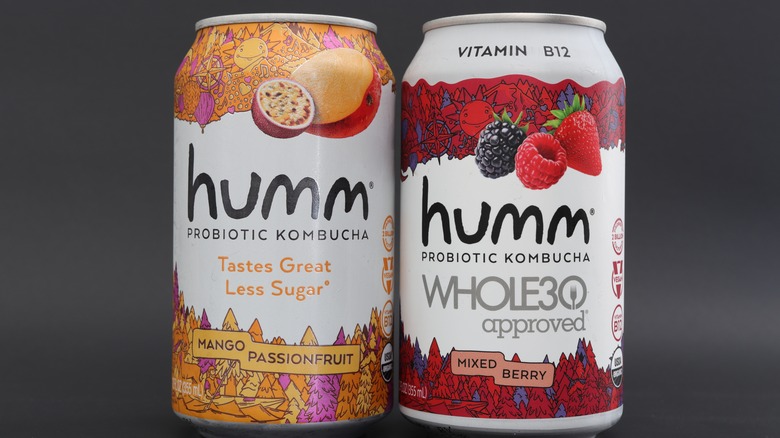 Cans of Humm Kombucha