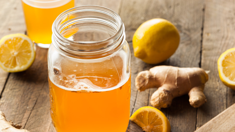 homemade kombucha in jar