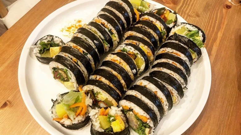 The Kimbap rolls on plate