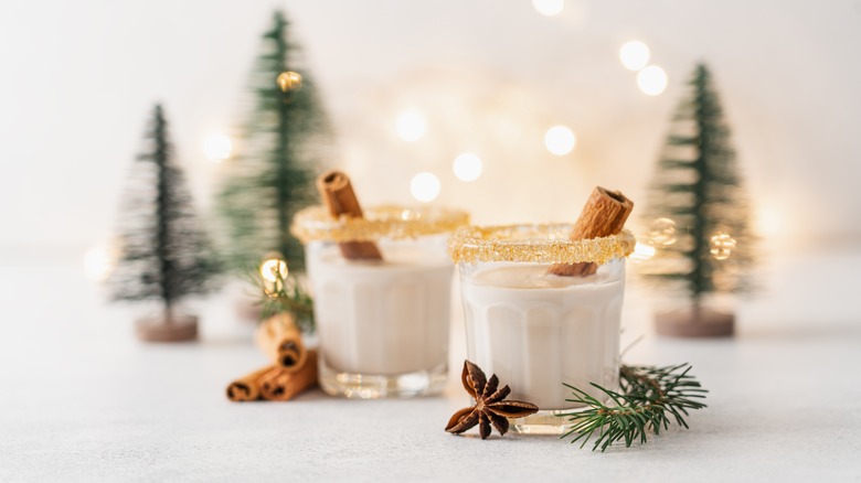 eggnog with cinnamon stick