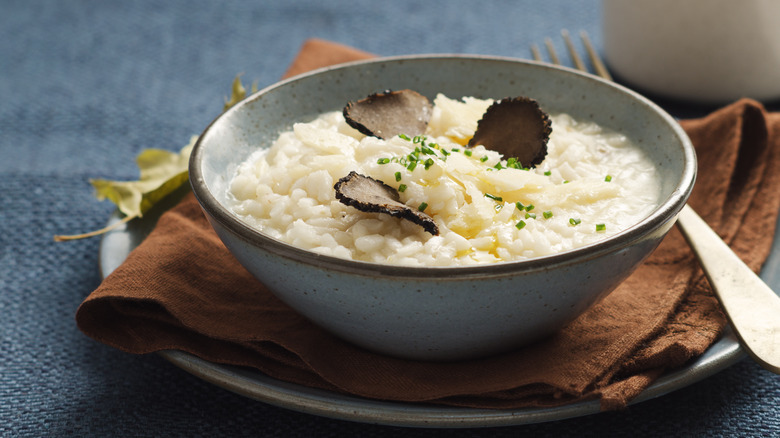 a bowl of truffle risotto