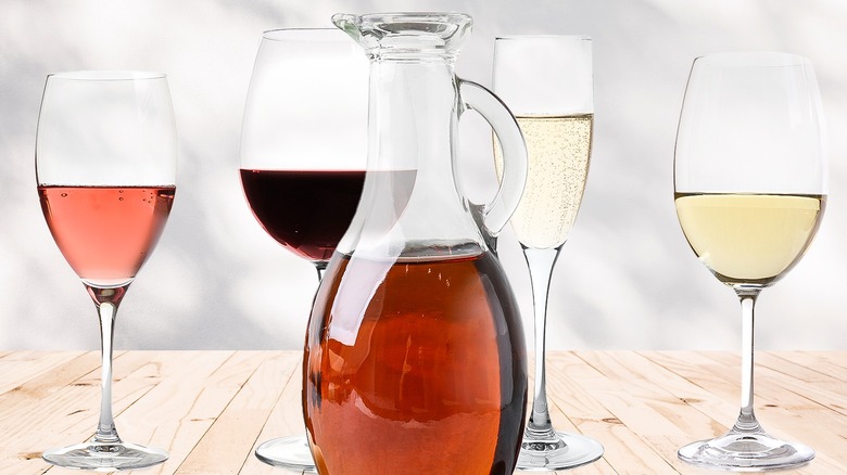 wine glasses and vinegar jug