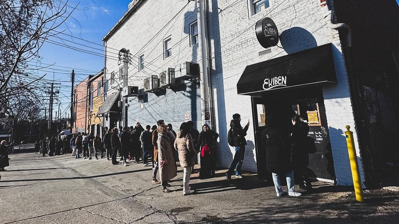 Ekiben location exterior with line of customers