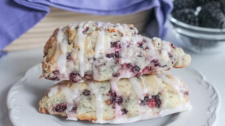 buttermilk blackberry scones on plate