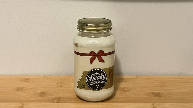 Ole Smoky Shine Nog Holiday Liqueur bottle on table