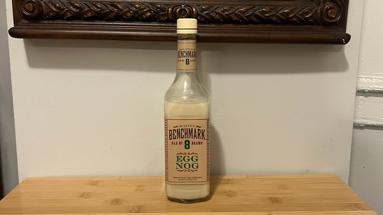 Benchmark Egg Nog bottle on table