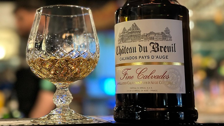 Château du Breuil Fine Calvados Pays d'Auge bottle and glass