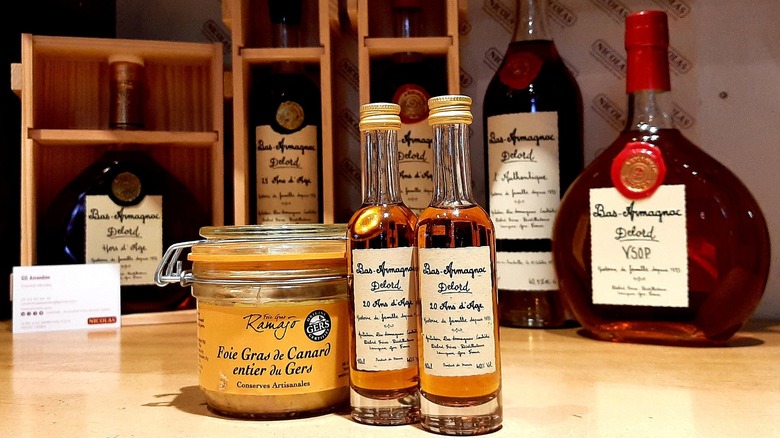 Delord Bas Armagnac bottles and fois gras