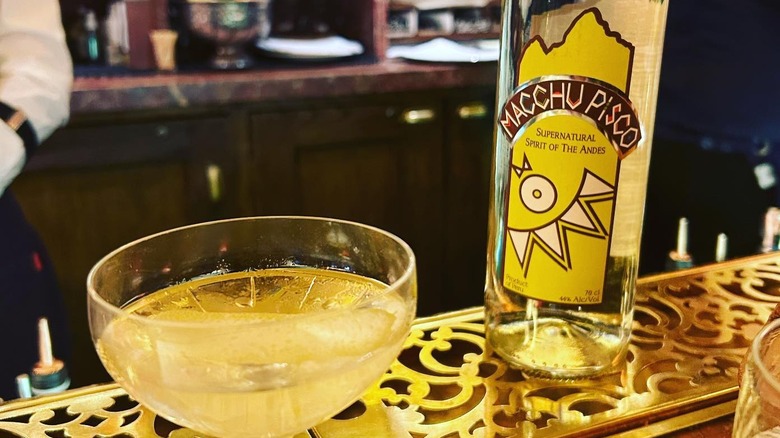 Macchu Pisco bottle and cocktail