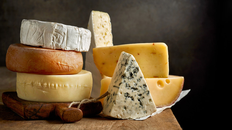 assorted cheese on board