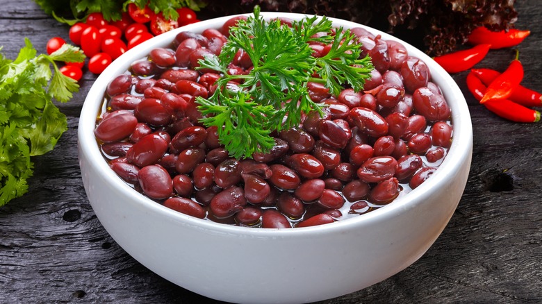 red kidney beans in white bowl