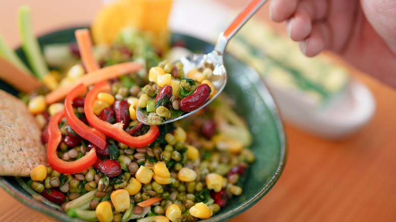 healthy grain bowl with beans