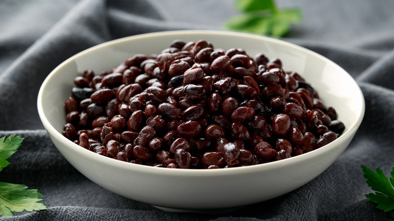 black beans in white bowl