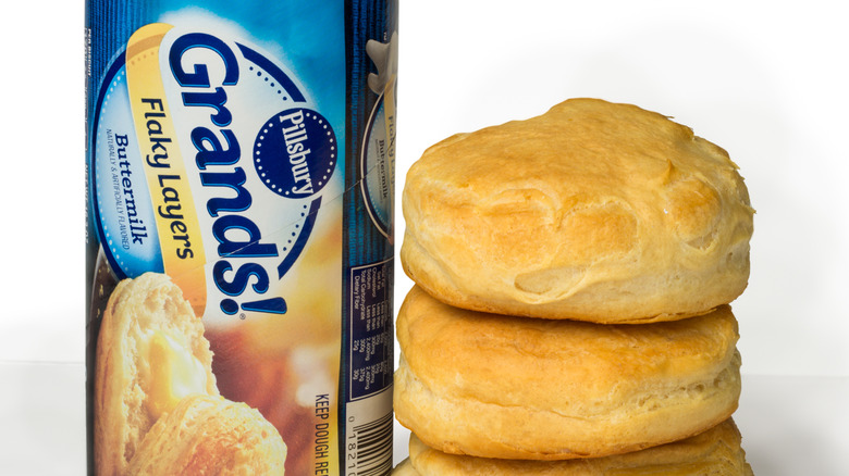 Flaky Pillsbury biscuits and box