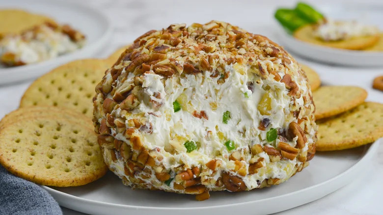 Pineapple cheese ball on plate