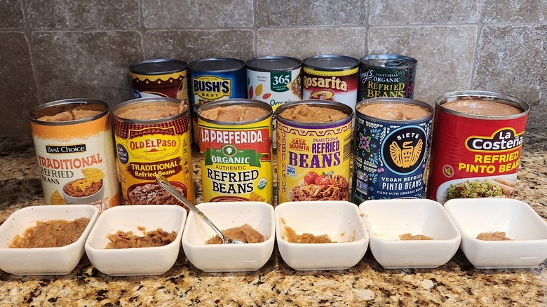 tasting various refried beans