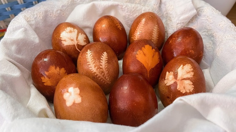 onion-dyed Easter eggs
