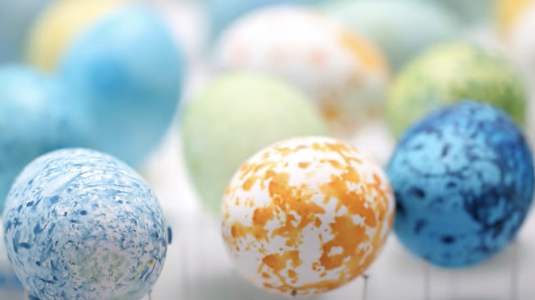 splatter-painted Easter eggs