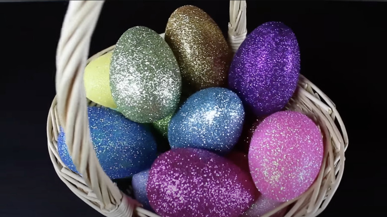 glitter-covered Easter eggs