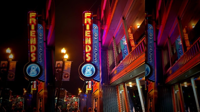 Friends in Low Places neon sign at night