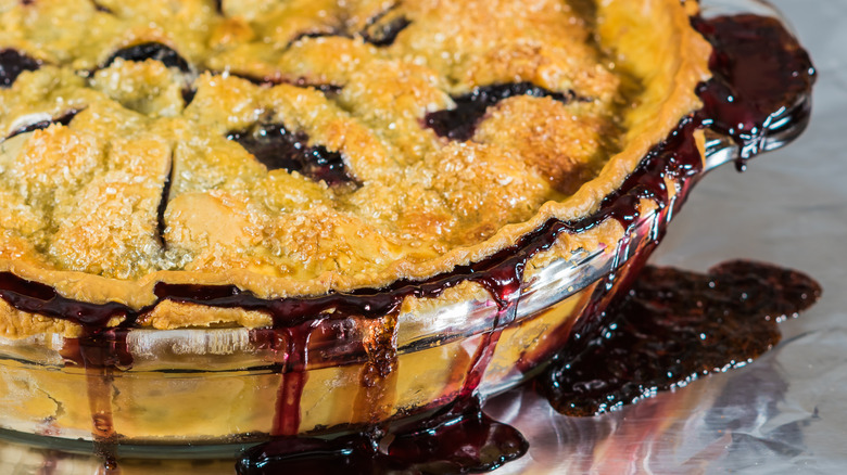 Overflowing blueberry pie 