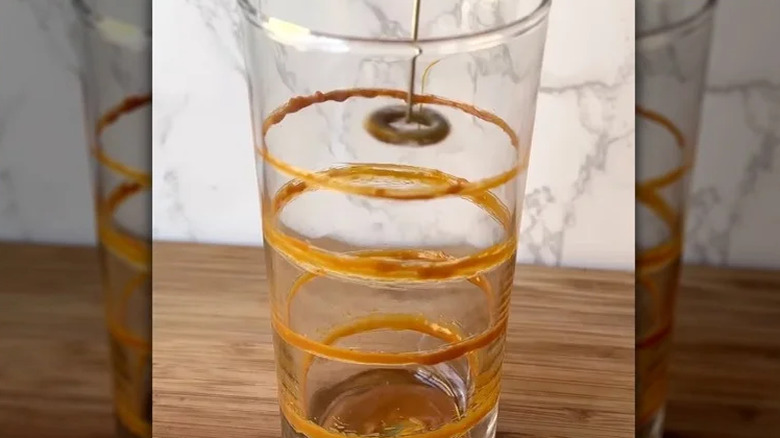 long glass with syrup rings