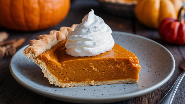 pumpkin pie with whipped cream