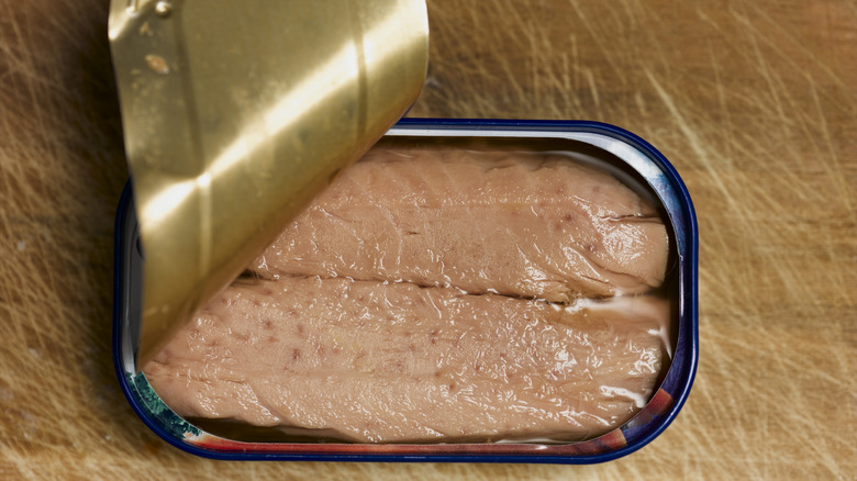 opened tin of fish 