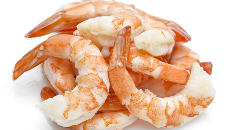 shrimp tails white background 